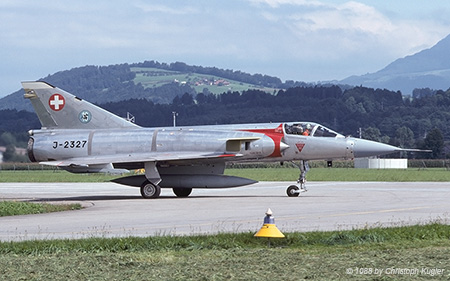 Dassault Mirage III S | J-2327 | Swiss Air Force  |  Testflight after modification | EMMEN (LSME/---) 29.08.1988