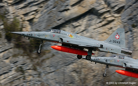 Northrop F-5E Tiger II | J-3049 | Swiss Air Force  |  With 'Goodbye Turtmann 2003' sticker | MEIRINGEN (LSMM/---) 14.04.2003