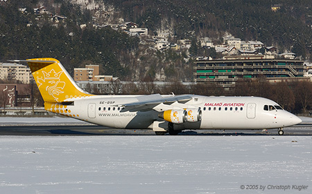 Avro RJ100 | SE-DSP | Malmo Aviation | INNSBRUCK-KRANEBITTEN (LOWI/INN) 05.02.2005