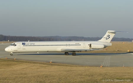 McDonnell Douglas MD-83 | G-FLTK | Blue Line | GENEVA (LSGG/GVA) 09.02.2008