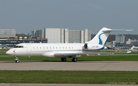 Bombardier BD.700 Global XRS | ZS-ZBB | Macsteel Jet Service | Z&UUML;RICH (LSZH/ZRH) 17.04.2010