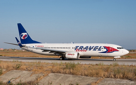 Boeing 737-8Q8 | OK-TVH | Travel Service Airlines | RHODOS - DIAGORAS (LGRP/RHO) 11.09.2012