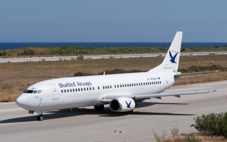 Boeing 737-4Q8 | SX-DAV | Bluebird Airways | RHODOS - DIAGORAS (LGRP/RHO) 14.09.2012