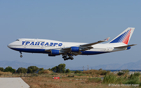 Boeing 747-446 | EI-XLE | Transaero Airlines | RHODOS - DIAGORAS (LGRP/RHO) 13.09.2014