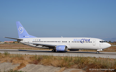Boeing 737-48E | SX-TZE | Bluebird Airways | RHODOS - DIAGORAS (LGRP/RHO) 18.09.2014