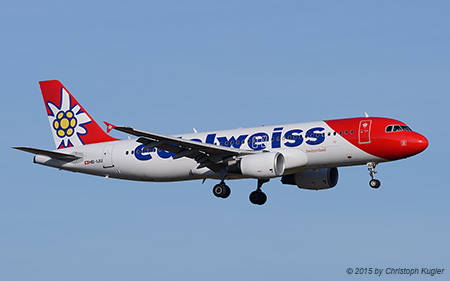 Airbus A320-214 | HB-IJU | Edelweiss Air  |  new colour scheme | Z&UUML;RICH (LSZH/ZRH) 25.12.2015