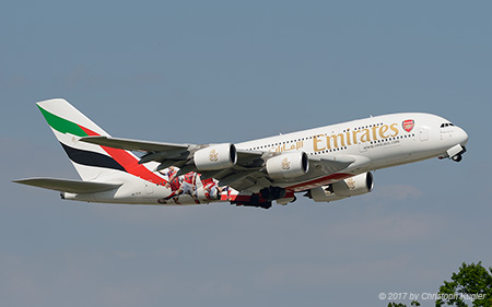 Airbus A380-861 | A6-EUA | Emirates Airline  |  promoting Arsenal FC | Z&UUML;RICH (LSZH/ZRH) 25.05.2017