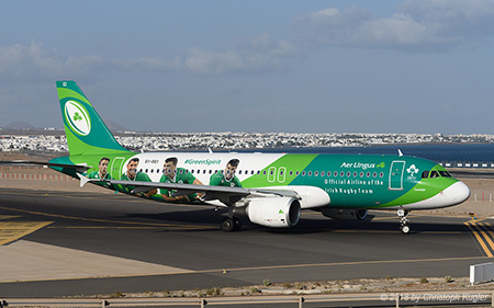 Airbus A320-214 | EI-DEI | Aer Lingus  |  Irish Rugby Team livery | ARRECIFE-LANZAROTE (GCRR/ACE) 15.09.2018