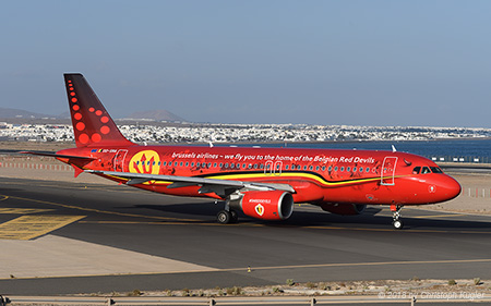 Airbus A320-214 | OO-SNA | Brussels Airlines  |  Red Devils cs | ARRECIFE-LANZAROTE (GCRR/ACE) 18.09.2018