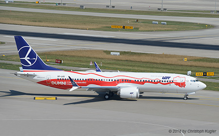 Boeing 737 MAX 8 | SP-LVD | LOT Polish Airlines  |  100 Years Independance of Poland | Z&UUML;RICH (LSZH/ZRH) 30.06.2018
