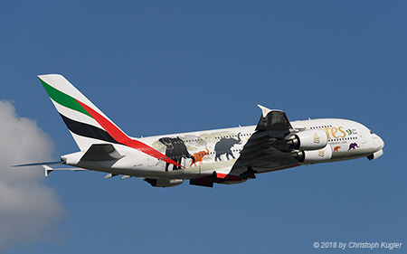 Airbus A380-861 | A6-EER | Emirates Airline  |  United for Wildlife sticker | Z&UUML;RICH (LSZH/ZRH) 26.08.2018