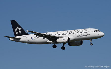 Airbus A320-232 | SX-DVQ | Aegean Airlines  |  Star Alliance c/s | Z&UUML;RICH (LSZH/ZRH) 05.09.2018