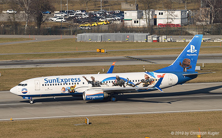 Boeing 737-8HC | TC-SNN | SunExpress  |  promoting Playstation | Z&UUML;RICH (LSZH/ZRH) 15.02.2019