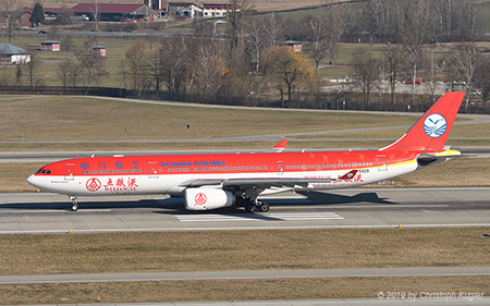 Airbus A330-343 | B-5929 | Sichuan Airlines  |  with Wuliangye titles | Z&UUML;RICH (LSZH/ZRH) 16.02.2019
