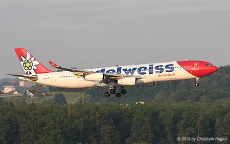 Airbus A340-313X | HB-JMF | Edelweiss Air | Z&UUML;RICH (LSZH/ZRH) 04.06.2019