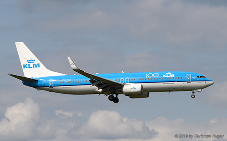 Boeing 737-8K2 | PH-BXK | KLM Royal Dutch Airlines  |  with 100 years KLM sticker | Z&UUML;RICH (LSZH/ZRH) 13.07.2019