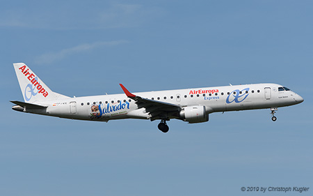 Embraer ERJ-195LR | EC-LKX | Air Europa Express  |  Visit Salvador sticker | Z&UUML;RICH (LSZH/ZRH) 01.08.2019