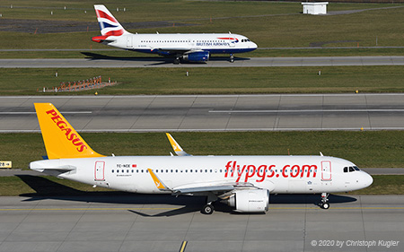 Airbus A320-251n | TC-NCE | Pegasus Airlines  |  with Airbus A319 of British Airways | Z&UUML;RICH (LSZH/ZRH) 05.01.2020
