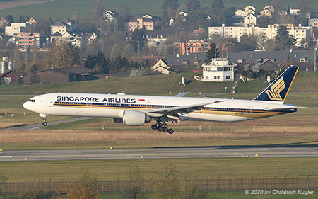 Boeing 777-312ER | 9V-SWL | Singapore Airlines  |  on a cargo flight | Z&UUML;RICH (LSZH/ZRH) 08.04.2020