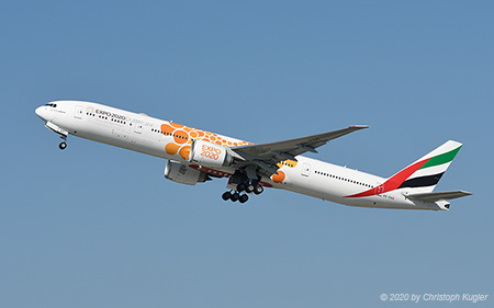 Boeing 777-300ER | A6-EQO | Emirates Airline  |  Expo 2020 Opportunity (orange) cs | Z&UUML;RICH (LSZH/ZRH) 15.09.2020