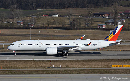 Airbus A350-941 | D-AAEU | Philippine Air Lines  |  Flown by Lufthansa Technik pilots to Shannon for repaint | Z&UUML;RICH (LSZH/ZRH) 12.02.2022