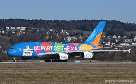 Airbus A380-861 | A6-EOT | Emirates Airline  |  Be Part of the Magic | Z&UUML;RICH (LSZH/ZRH) 13.02.2022