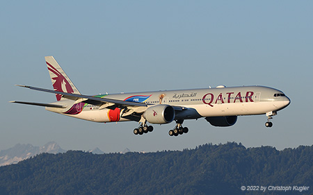 Boeing 777-3DZER | A7-BAX | Qatar Airways  |  FIFA world cup 2022 cs | Z&UUML;RICH (LSZH/ZRH) 13.08.2022