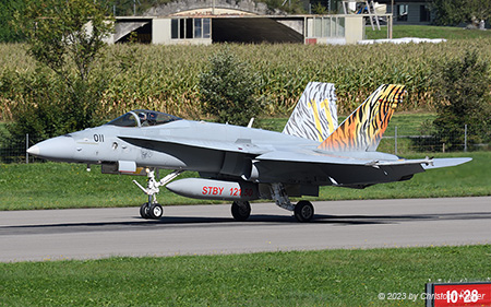 McDonnell Douglas F/A-18C Hornet | J-5011 | Swiss Air Force  |  New tiger scheme | MEIRINGEN (LSMM/---) 25.09.2023