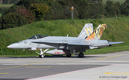 McDonnell Douglas F/A-18C Hornet | J-5011 | Swiss Air Force  |  New tiger scheme | MEIRINGEN (LSMM/---) 25.09.2023