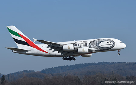 Airbus A380-861 | A6-EOJ | Emirates Airline  |  Journey to the Future cs | Z&UUML;RICH (LSZH/ZRH) 10.02.2023
