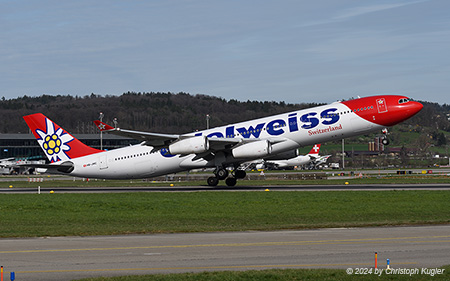 Airbus A340-313X | HB-JMC | Edelweiss Air | Z&UUML;RICH (LSZH/ZRH) 22.03.2024
