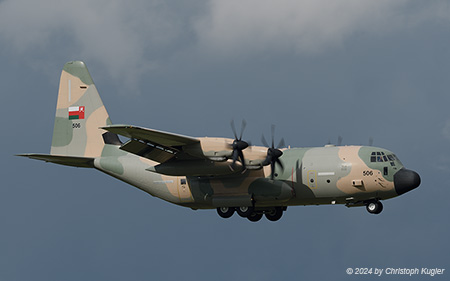 Lockheed C-130J Hercules | 506 | Royal Air Force of Oman  |  Seen here arriving as flight MJN292 from Larnaca | Z&UUML;RICH (LSZH/ZRH) 20.04.2024