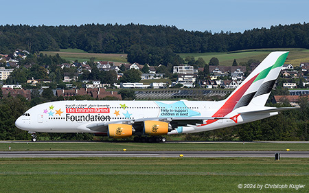 Airbus A380-861 | A6-EEP | Emirates Airline  |  First visit in the Emirates Airlines Foundation cs | Z&UUML;RICH (LSZH/ZRH) 06.09.2024