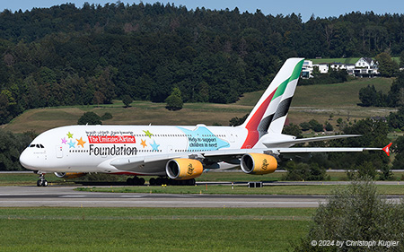 Airbus A380-861 | A6-EEP | Emirates Airline  |  First visit in the Emirates Airlines Foundation cs | Z&UUML;RICH (LSZH/ZRH) 06.09.2024