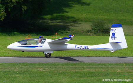 Allstar PZL SZD-59-1 Acro | F-CJEL | private  |  This Allstar PRZL SZD-59-1 Acro glider is seen here departing at Langenthal for its display. | LANGENTHAL BLEIENBACH (LSPL/---) 07.09.2025