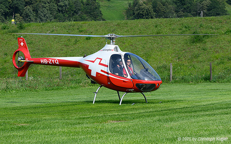 Guimbal Cabri G2 | HB-ZYQ | Swiss Helicopters  |  This Guimbal Cabri G2 helicopter is awaiting his turn to land at the heliport of Balzers | BALZERS (LSXB/---) 07.08.2025