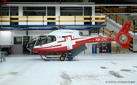Eurocopter EC120 B | HB-ZYC | untitled (Swiss Helicopter)  |  This EC120 is awaiting the next mission sitting in the hangar at Untervaz | UNTERVAZ (LSXU/---) 07.08.2025