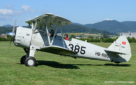 Boeing N2S-5 Stearman | HB-RBG | private  |  This Boeing Stearman was built in 1943. It is registered in Switzerland since 1989 and is based at St. Gallen-Altenrhein. | BIRRFELD (LSZF/---) 28.06.2025