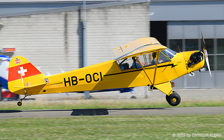 Piper L-4J Grasshopper
 | HB-OCI | private (Fluggruppe Albatros)  |  This aircraft was built in 1944 as L4J for the USAAF with the registration 44-80408. After the war, it was sold to Switzerland and eventually became HB-OCI. The c/n is sometimes also quoted as 12534. | BIRRFELD (LSZF/---) 28.06.2025
