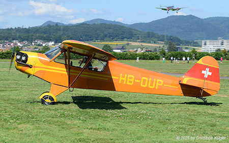 Piper L-4J Grasshopper | HB-OUP | private  |  This Piper L-4J Grasshopper is based at Birrfeld and just taxied across the field. | BIRRFELD (LSZF/---) 28.06.2025