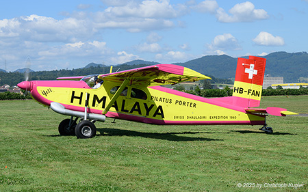 Pilatus PC-6/350-H2 | HB-FAN | private  |  This Pilatus PC-6 is the last piston driven PC-6. It is normally based at Langenthal | BIRRFELD (LSZF/---) 28.06.2025