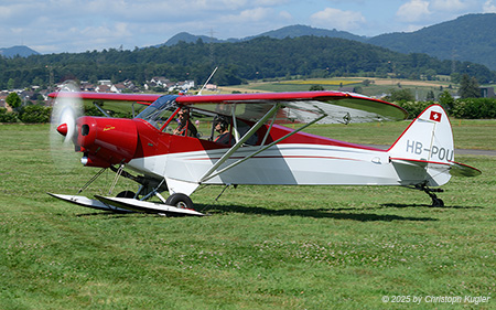 Piper PA-18-150 Super Cub | HB-POU | private  |  This Piper PA-18 Super Cub is seen here arriving from Mollis where it is based. | BIRRFELD (LSZF/---) 28.06.2025