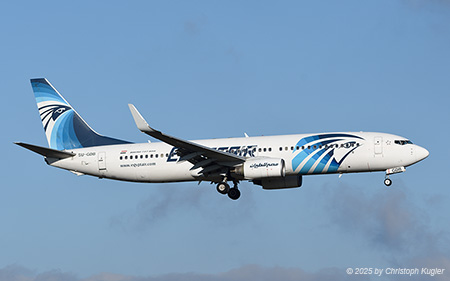 Boeing 737-86J | SU-GDB | Egyptair  |  This Boeing 737 of Egyptair is operating flight MSR773 from Cairo to Zurich, arriving at Zurich with a delay of more than 1 hour | Z&UUML;RICH (LSZH/ZRH) 11.01.2025