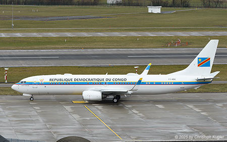 Boeing 737-9JAER (BBJ3) | T7-RDC | Democratic Republic of the Congo  |  The Boeing 737 used by the Democratic Republic of the Congo is wearing French titles on the left side. It arrived on 23JAN2025 from Basel to pick up the Congolese delegation | Z&UUML;RICH (LSZH/ZRH) 23.01.2025
