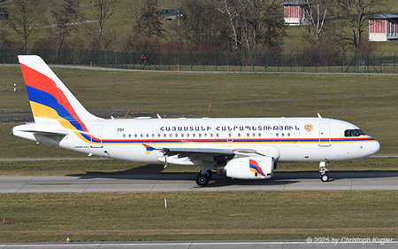 Airbus A319-132 | 701 | Government of Armenia | Z&UUML;RICH (LSZH/ZRH) 24.01.2025