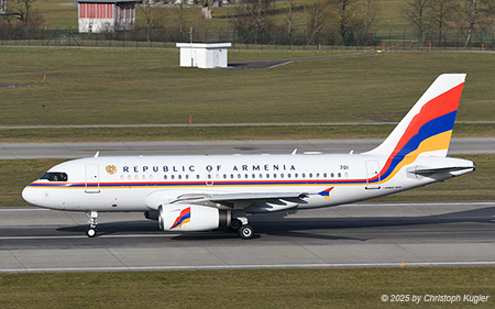 Airbus A319-132 | 701 | Government of Armenia | Z&UUML;RICH (LSZH/ZRH) 24.01.2025