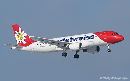 Airbus A320-214 | HB-JJK | Edelweiss Air  |  This aircraft was just recently repainted at Norwich.  | Z&UUML;RICH (LSZH/ZRH) 15.02.2025