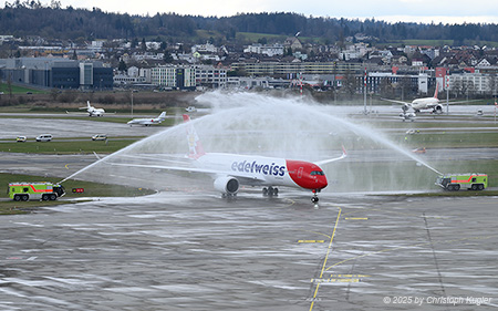 Airbus A350-941 | HB-IHF | Edelweiss Air  |  Water salut | Z&UUML;RICH (LSZH/ZRH) 13.03.2025
