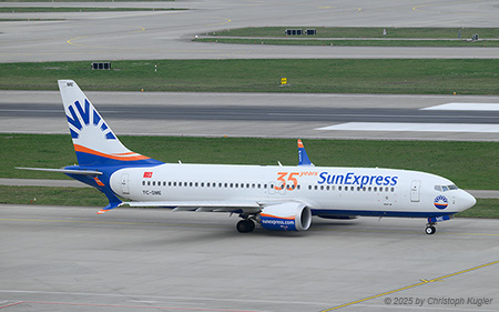 Boeing 737 MAX 8 | TC-SME | SunExpress  |  First aircraft of SunExpress to carry the 35years sticker | Z&UUML;RICH (LSZH/ZRH) 28.03.2025
