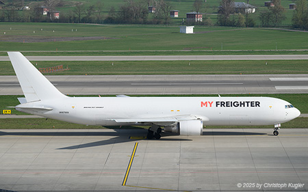 Boeing 767-3Q8ERBCF | UK67009 | My Freighter  |  This Boeing 767 saw service with Air Seychelles, Kenya Airways and Air Canada Rouge before being converted into a freighter. | Z&UUML;RICH (LSZH/ZRH) 30.03.2025